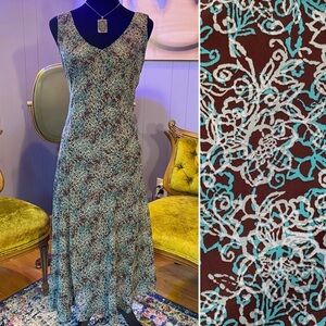 Vintage 90s/Y2K R&M Richards Swirling Floral Fairycore Maxi Dress Size 12P